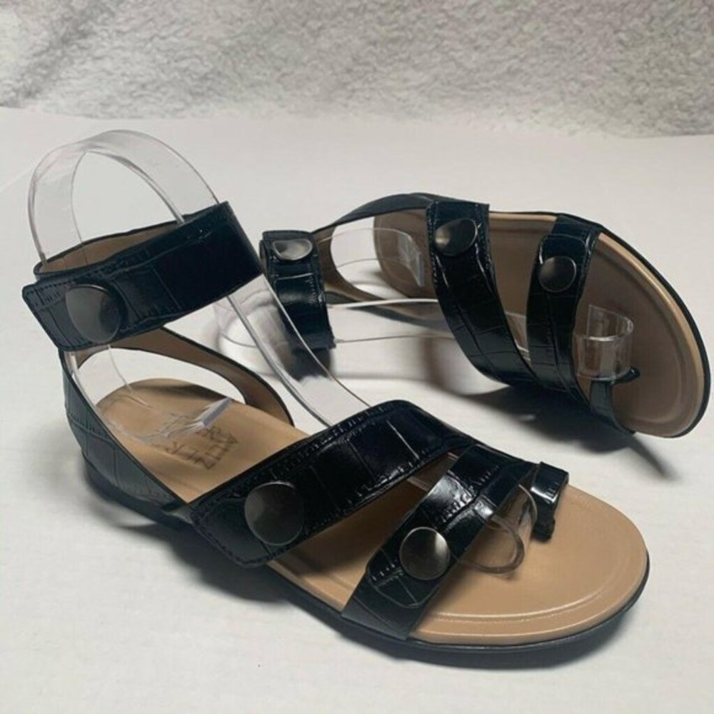 Naturalizer Girls Tassy Toe Sandals Black Embossed